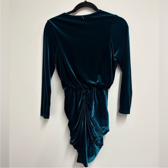 MISA Ophelie Velvet Wrap Tie Mini Dress in Teal Sz XS - Picture 4 of 5
